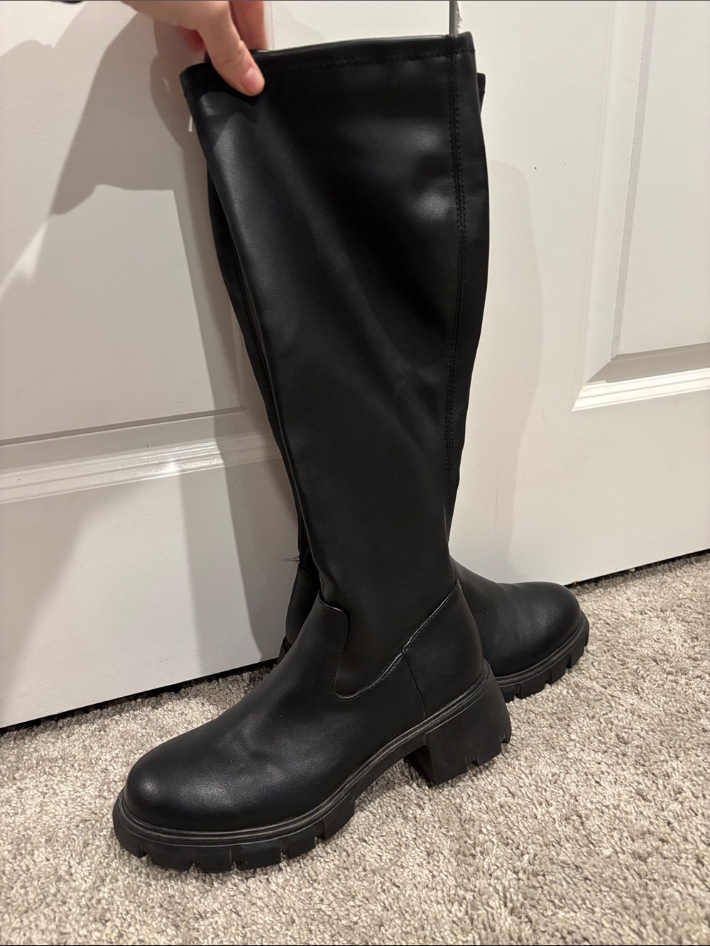 Steve Madden Black Over-the-Knee Lug Sole Boots